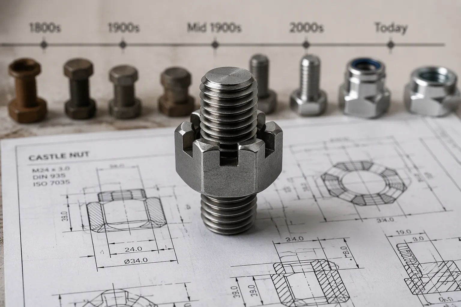 The history and evolution of the castle nut in engineering